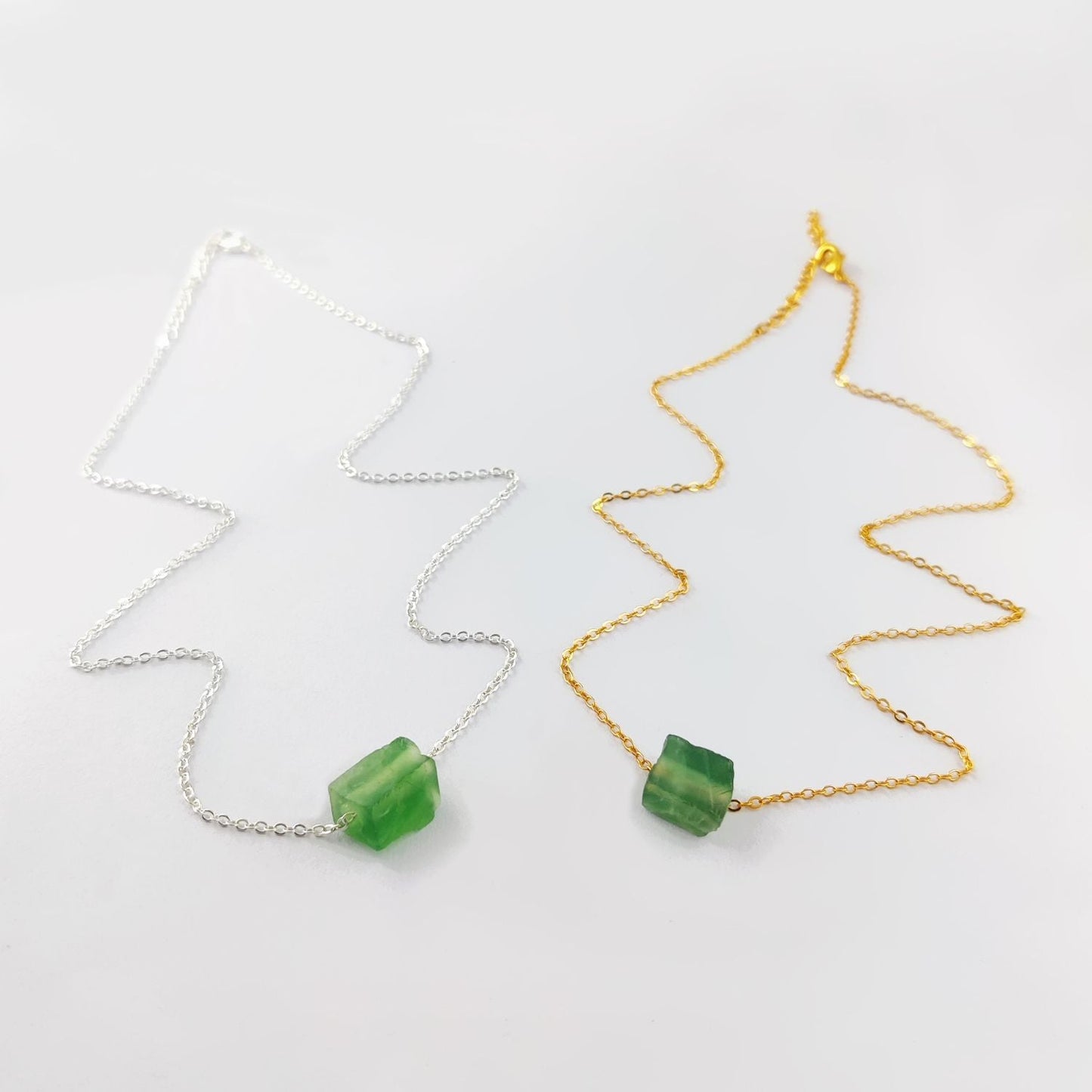 Gold Plated Fluorite Necklace – Multicolor Healing Stone Charm