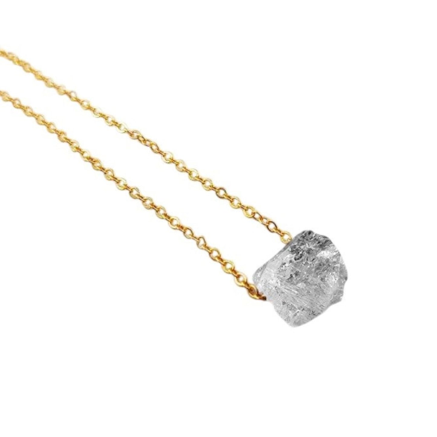Raw Herkimer Diamond Necklace – Gold Plated Adjustable Chain