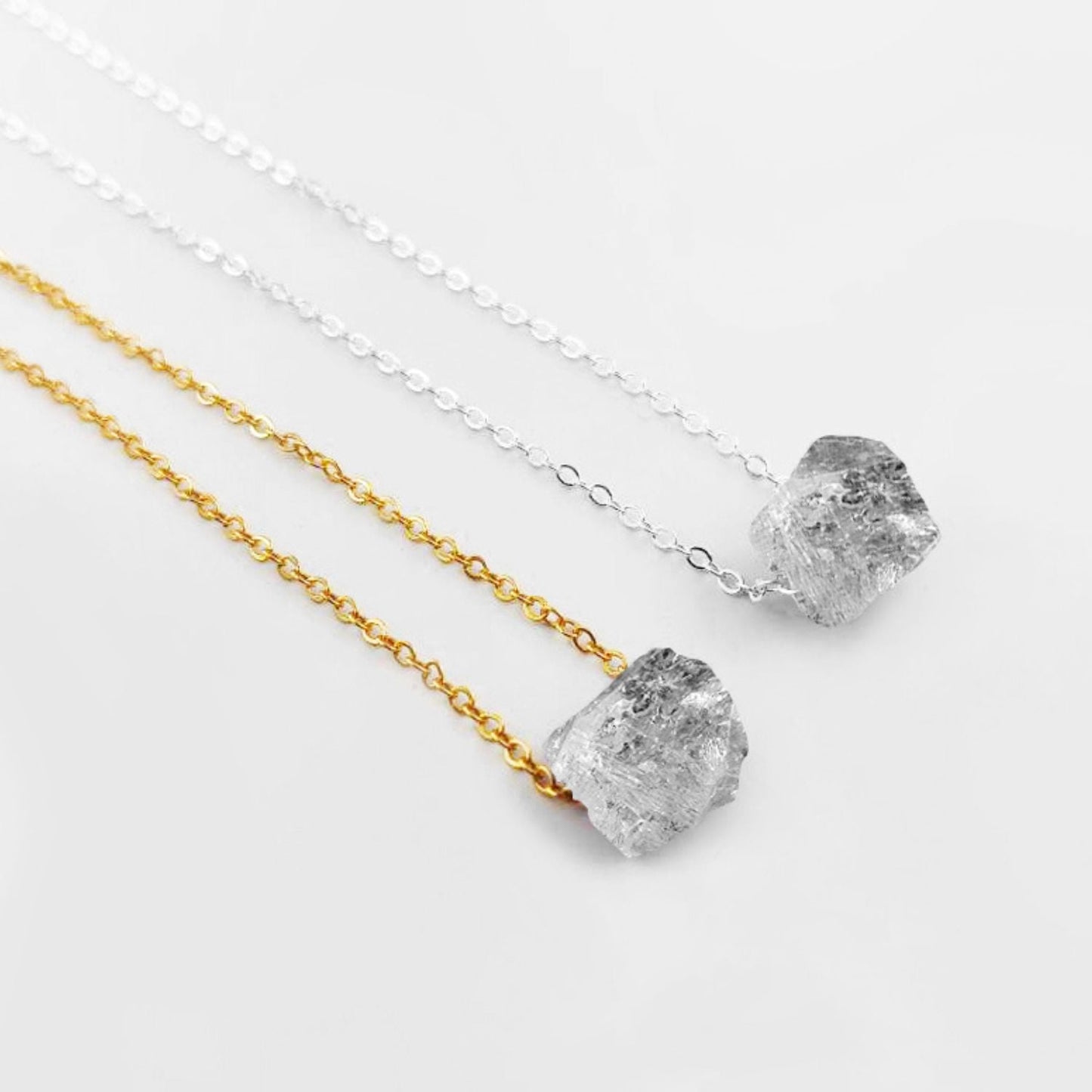 Gold Plated Herkimer Necklace – Raw Quartz Crystal Pendant