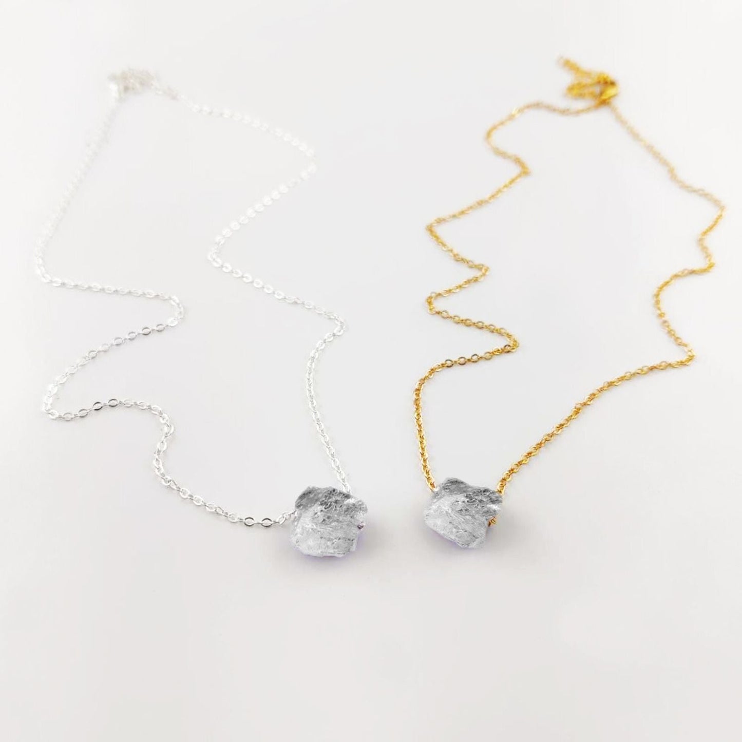 Natural Herkimer Diamond Necklace – Minimalist Gold Chain Jewelry