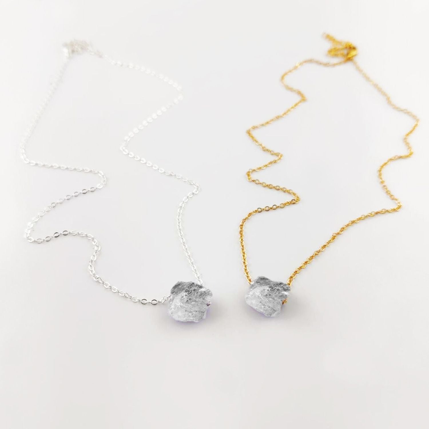 Natural Herkimer Diamond Necklace – Minimalist Gold Chain Jewelry