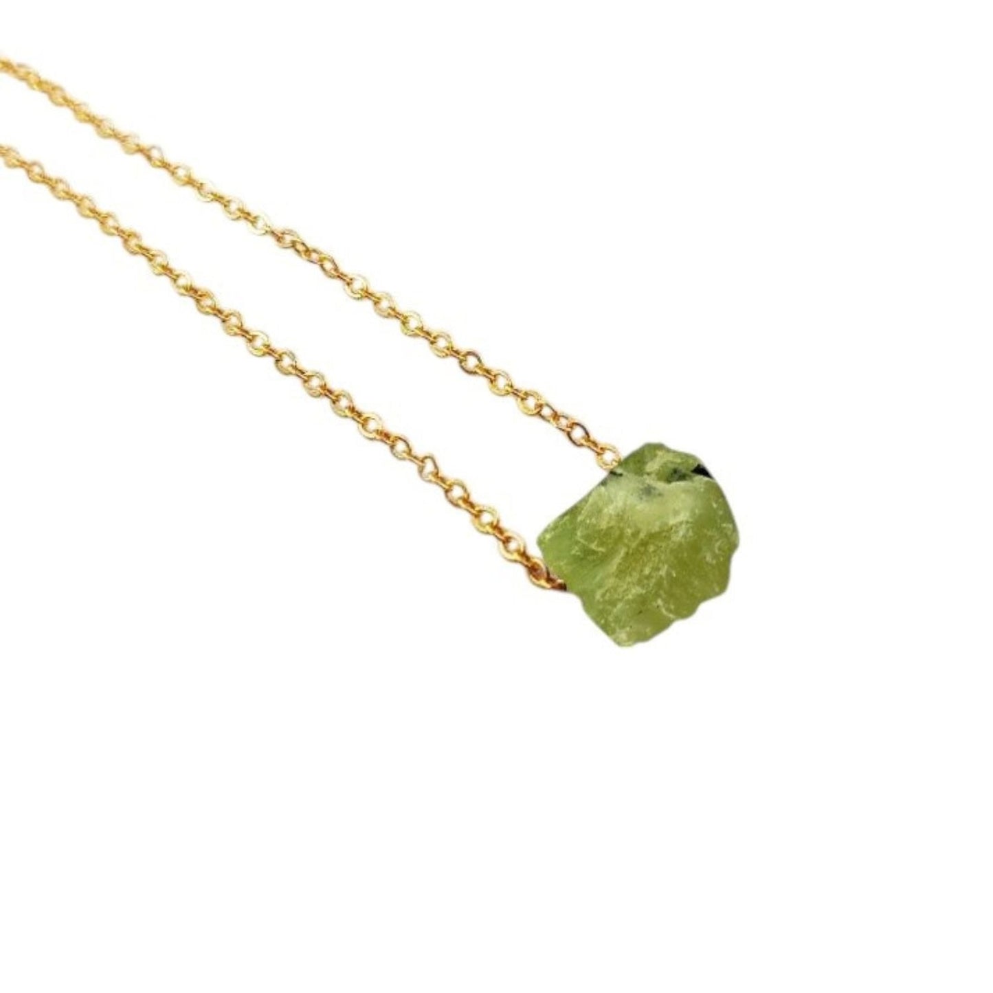 Multi Raw Gemstone Necklace with Gold Plated Adjustable Chain