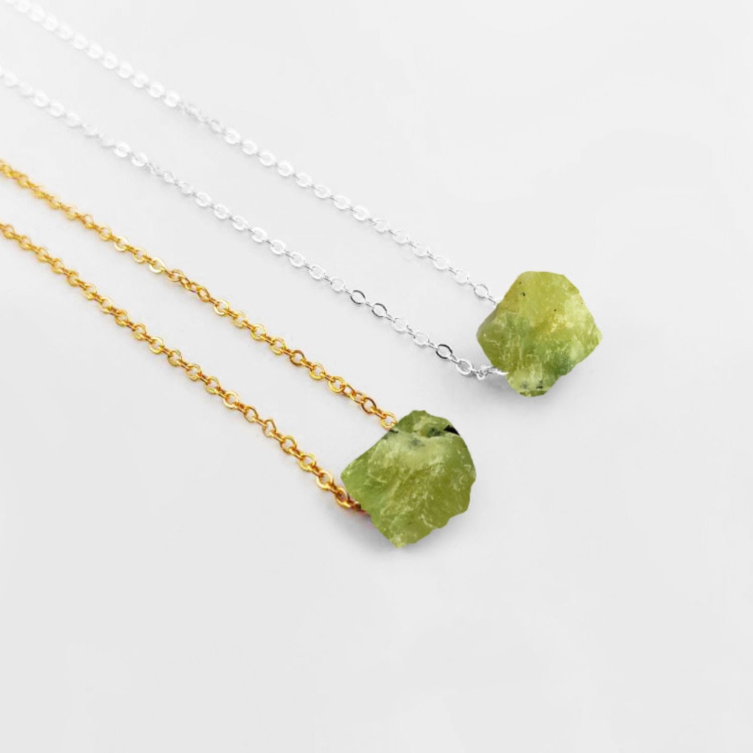 Prehnite Crystal Necklace – Raw Stone Charm for Her
