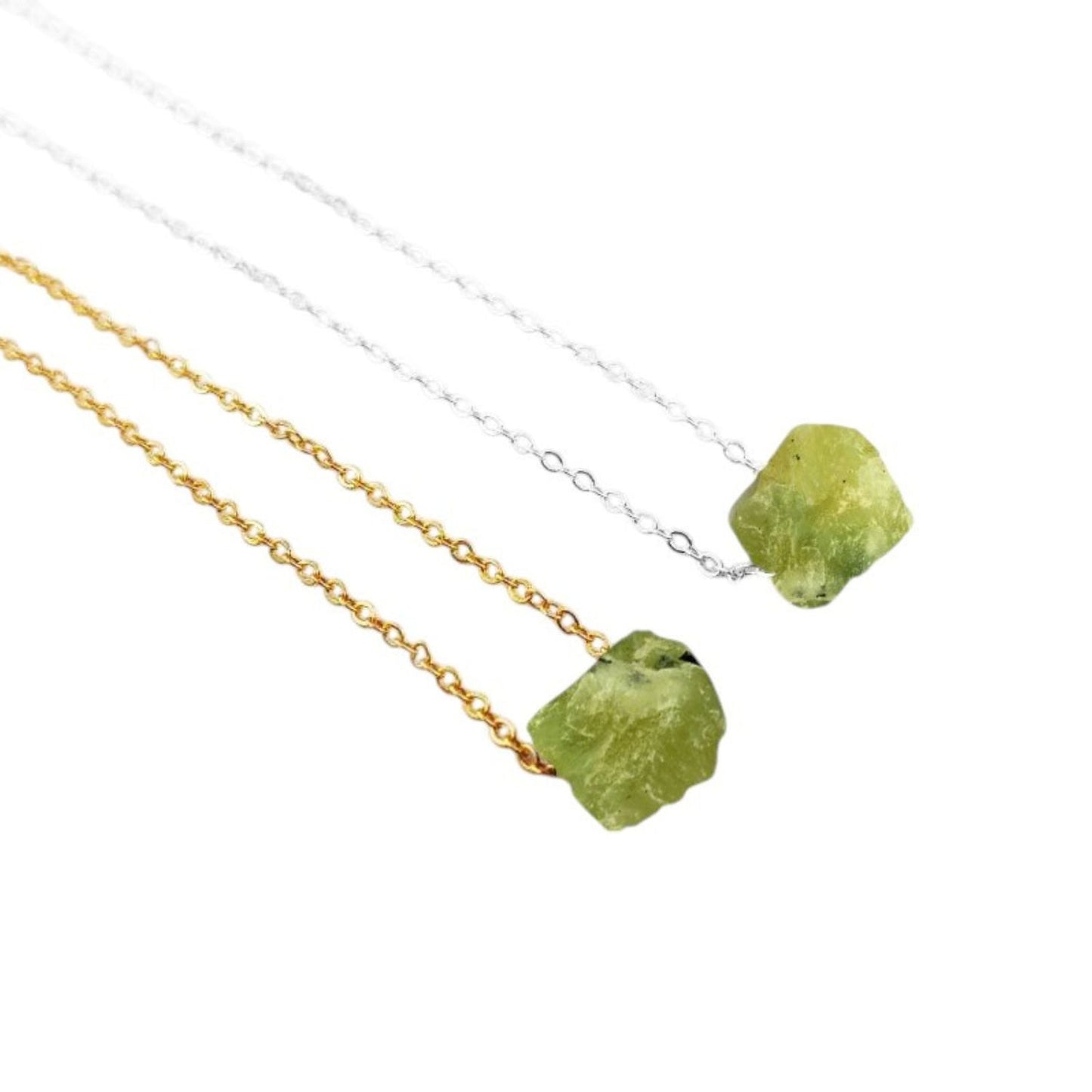 Gold Plated Prehnite Necklace – Healing Gemstone Jewelry