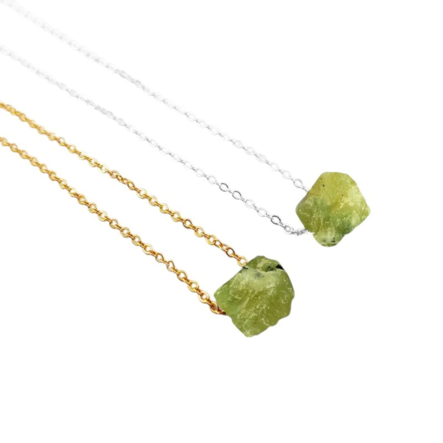 Gold Plated Prehnite Necklace – Healing Gemstone Jewelry