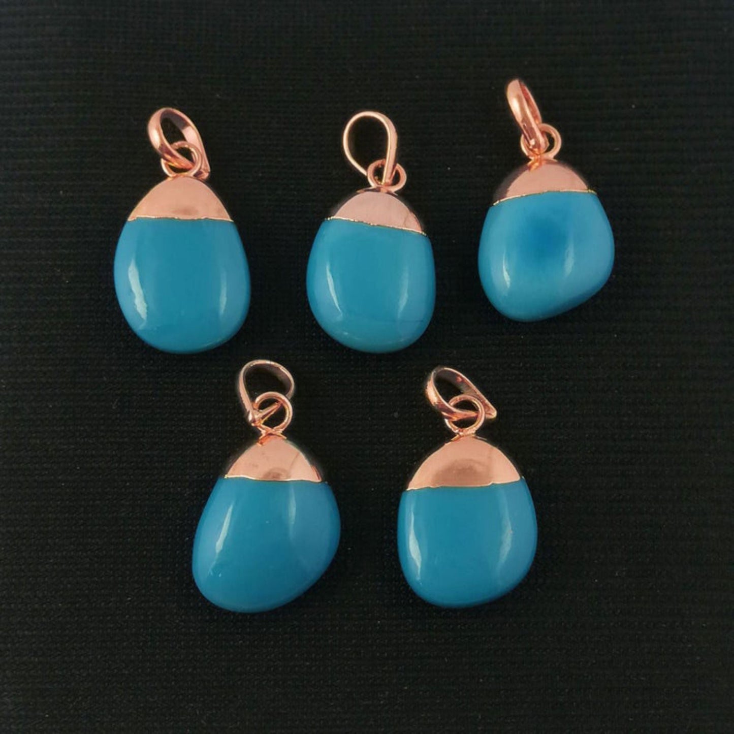 Handmade Turquoise Gemstone Tumble Pendant - Birthstone Rose Gold Jewelry