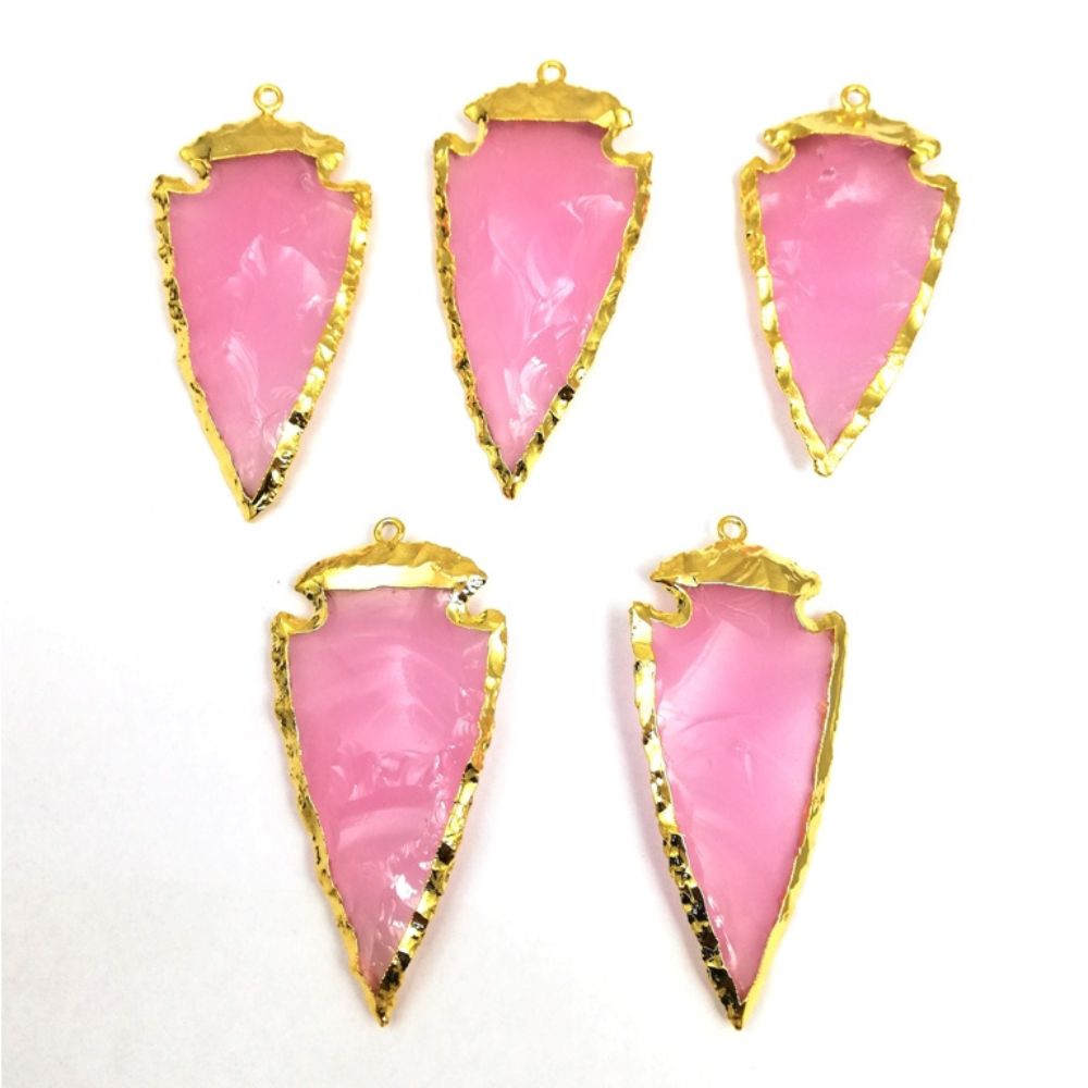 Arrow-Shaped Rose Quartz Pendant Necklace – Handmade Gold Electroplated Birthstone Jewelry