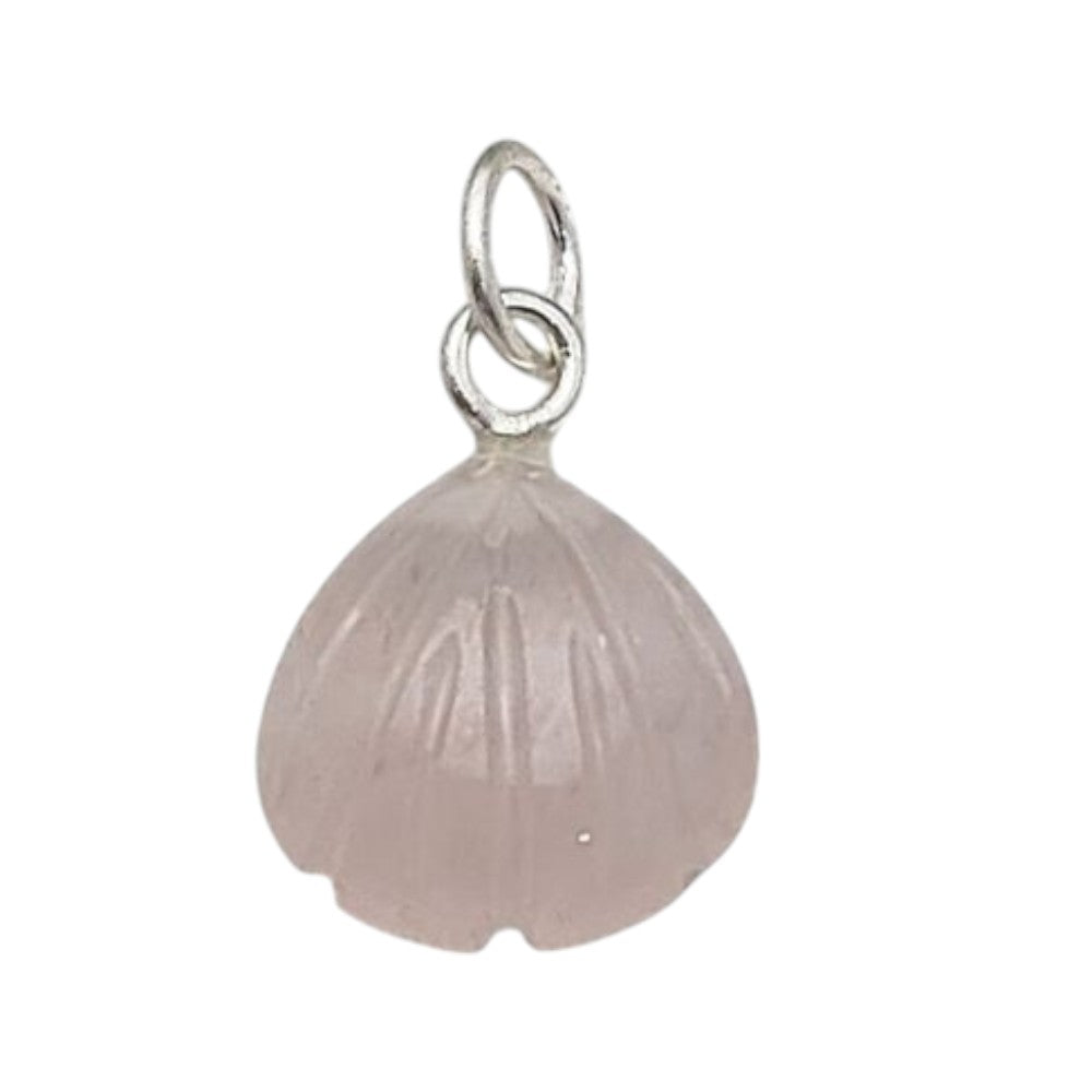 Delicate Rose Quartz Seashell Pendant Handmade 925 Sterling Silver Jewelry