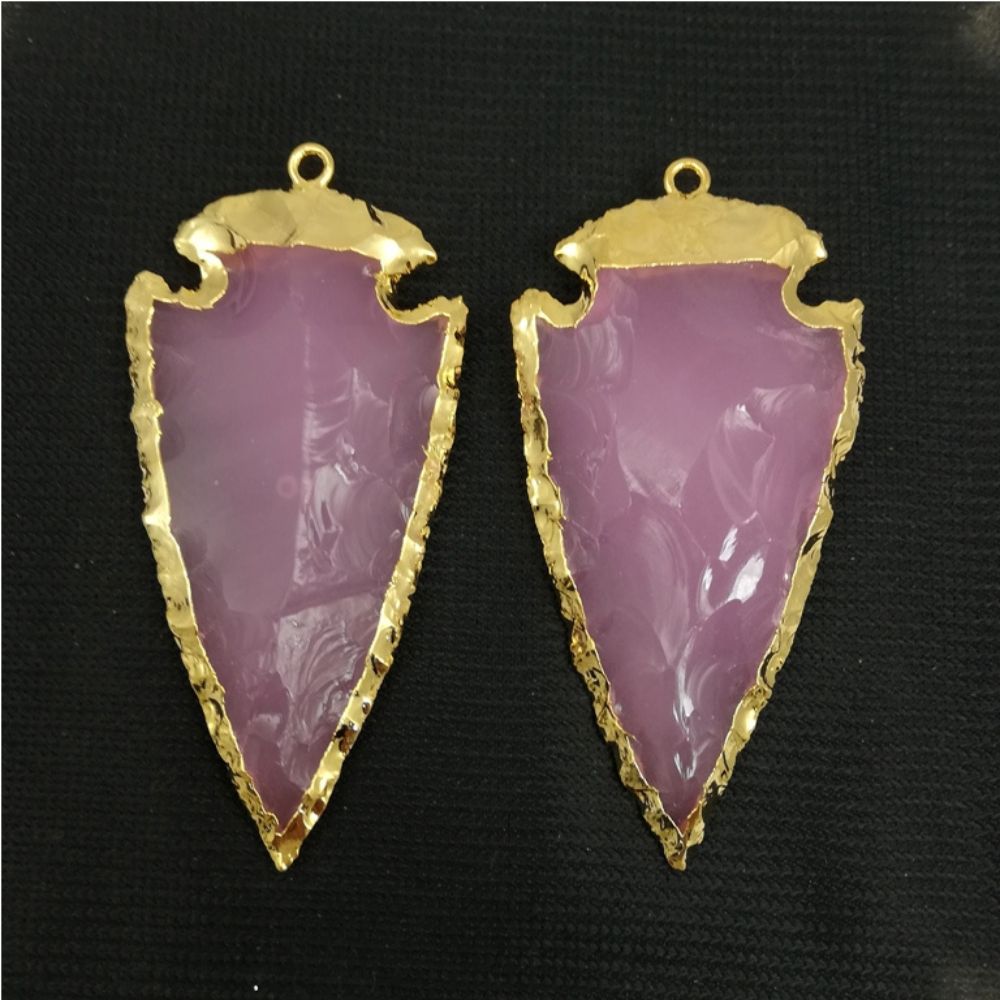 Rose Quartz Necklace – Gold-Plated Arrow Gemstone Pendant – Handmade Charm Jewelry for Her