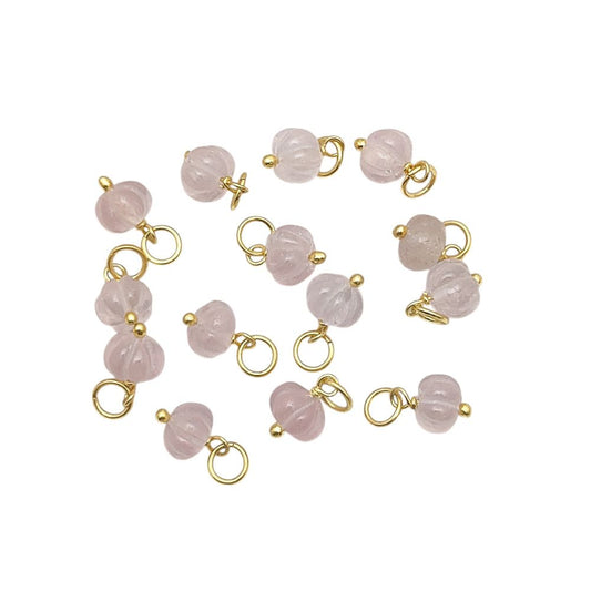 Rose Quartz Gemstone Pumpkin Pendant Handcrafted Bead Charm for Boho & Spiritual Jewelry- Selling Per Piece