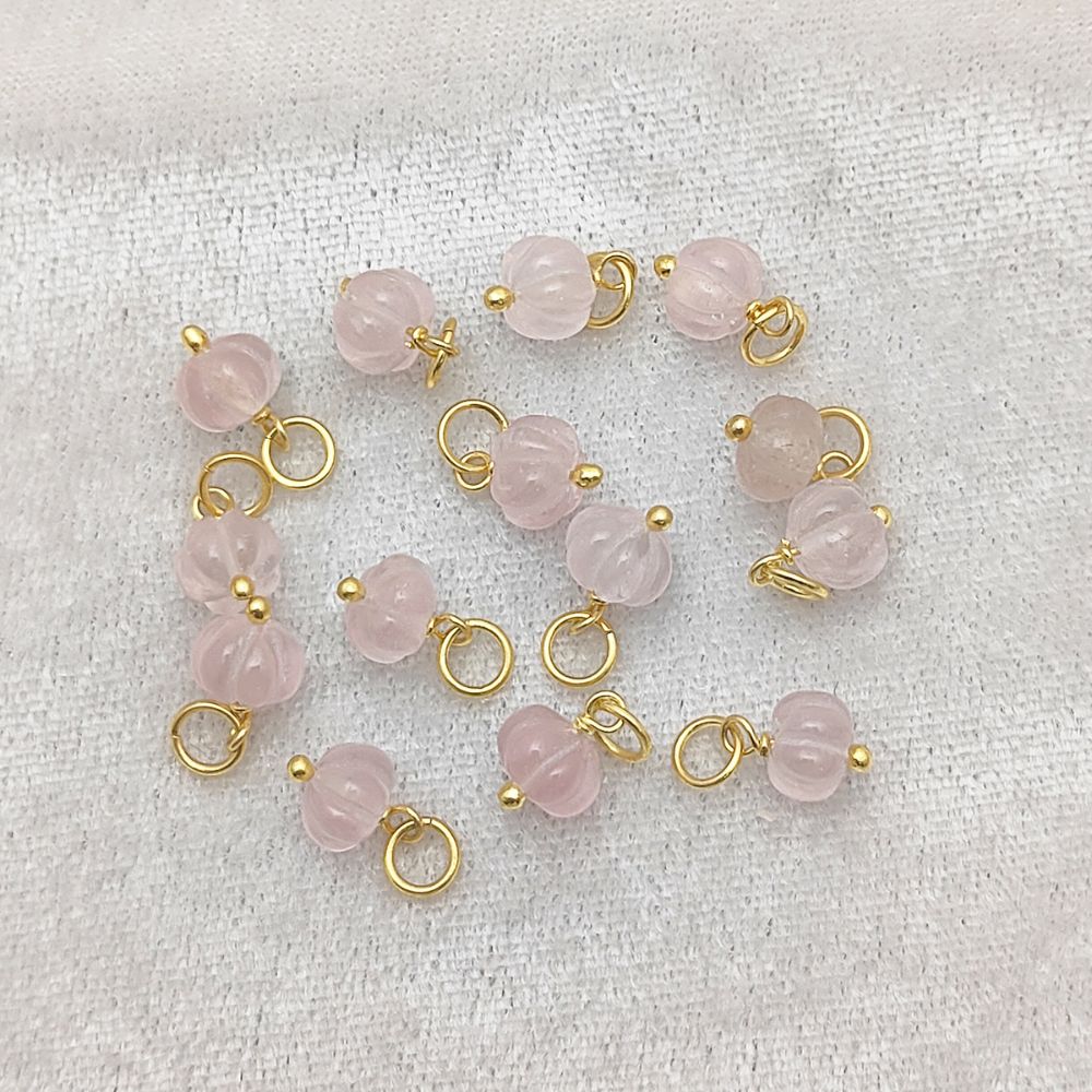 Rose Quartz Gemstone Pumpkin Pendant Handcrafted Bead Charm for Boho & Spiritual Jewelry- Selling Per Piece