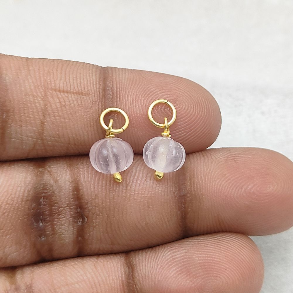 Rose Quartz Gemstone Pumpkin Pendant Handcrafted Bead Charm for Boho & Spiritual Jewelry- Selling Per Piece