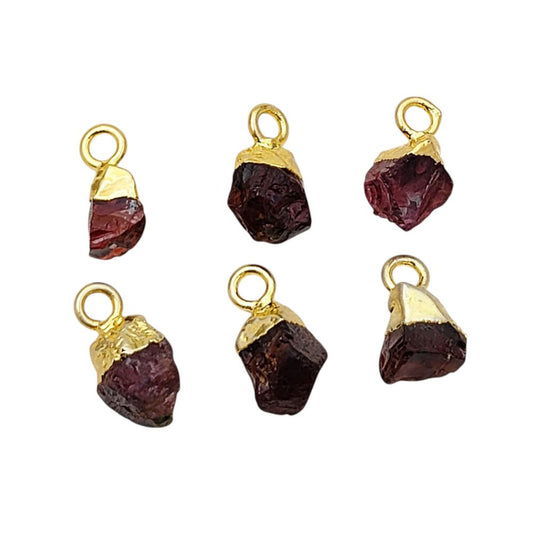 Handmade Garnet Birthstone Pendant Natural Raw Crystal with Gold Electroplated Finish Cap Healing Energy Jewelry- Selling Per Piece