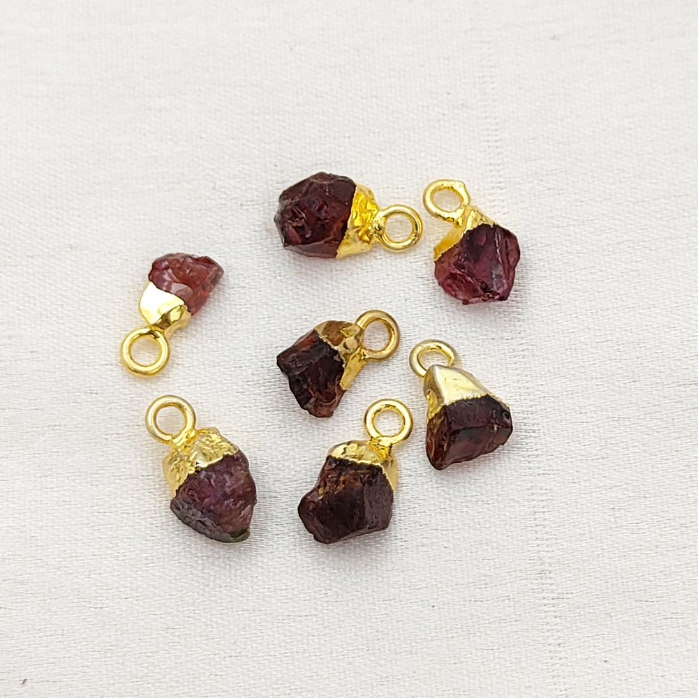 Handmade Garnet Birthstone Pendant Natural Raw Crystal with Gold Electroplated Finish Cap Healing Energy Jewelry- Selling Per Piece