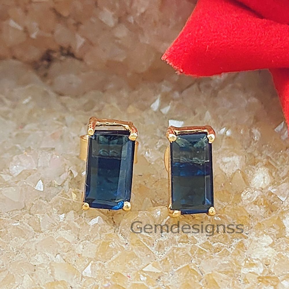 September Birthstone Sapphire Stud Earrings