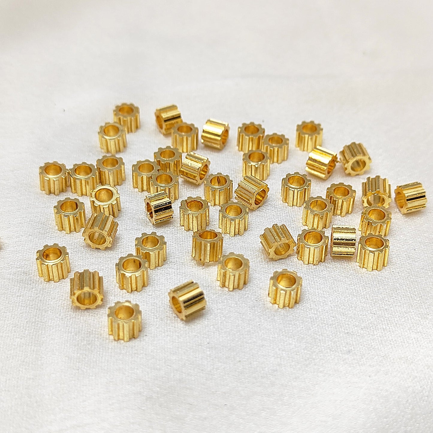Textured gold screw style spacer beads for necklaces and bracelets