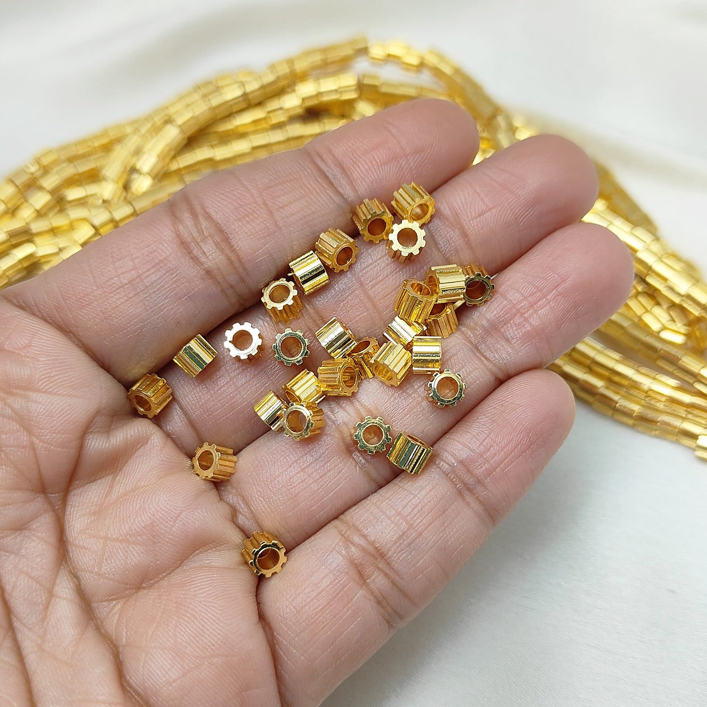 Brass beads with screw pattern for handmade jewelry making