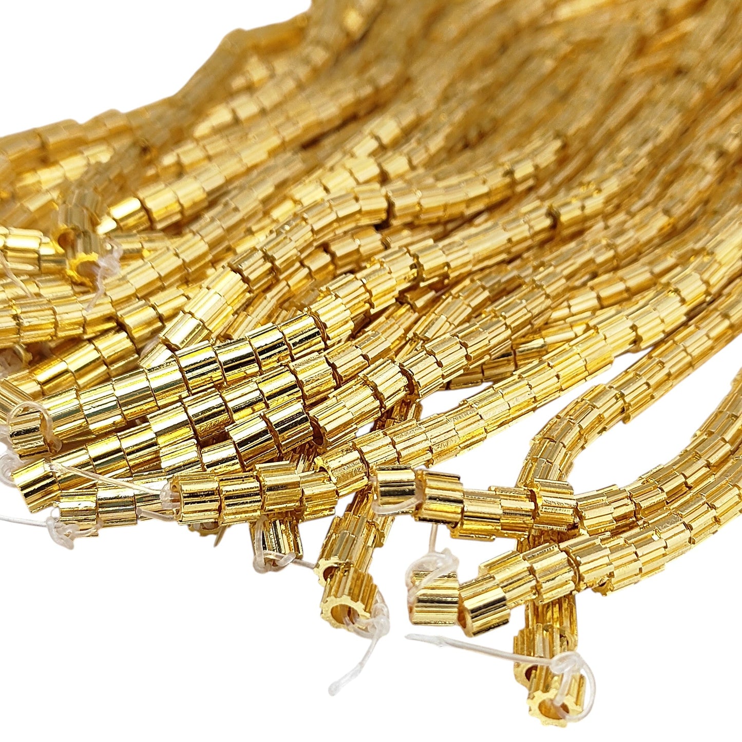 Gold plated screw style spacer beads made of brass for DIY jewelry