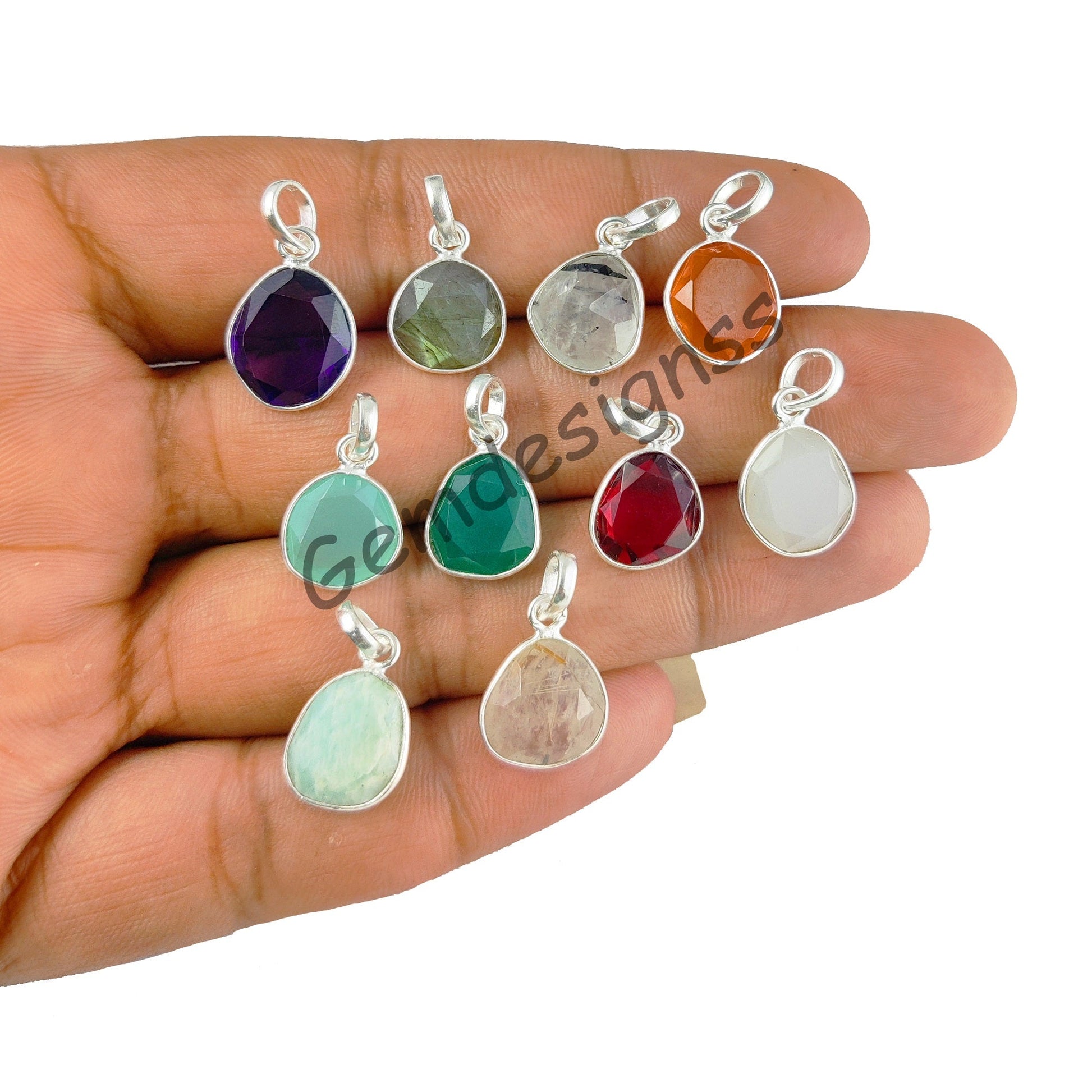 Handcrafted Semi-Precious Gemstone Bezel Pendant for DIY Jewelry