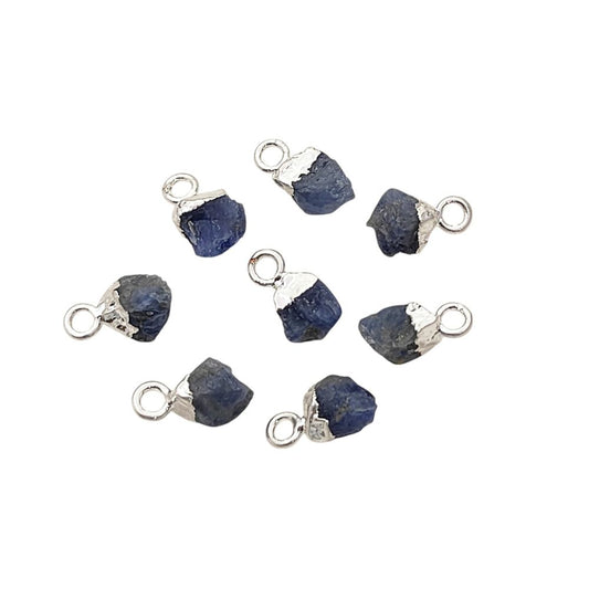 September Birthstone Sapphire Pendant Raw Crystal with Silver Electroplated Cap for Spiritual Jewelry- Selling Per Piece