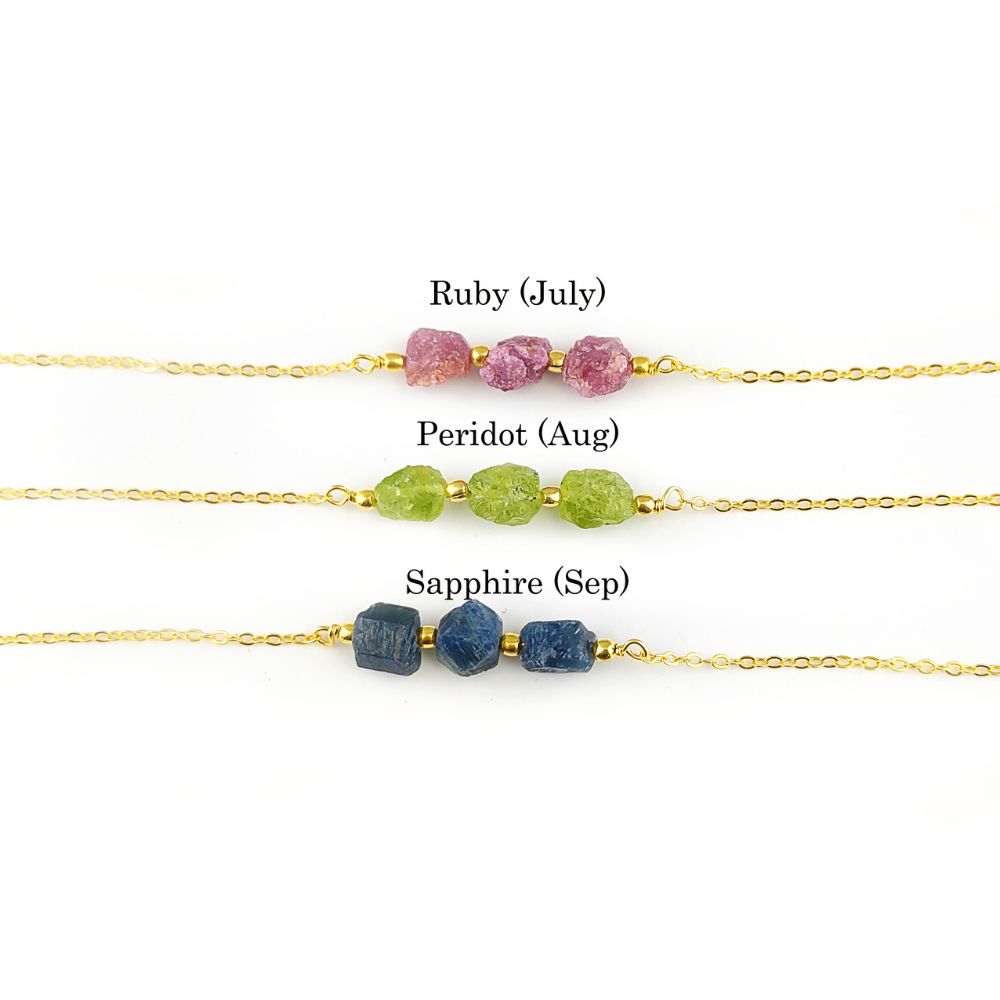 Dainty Raw Sapphire Gemstone Necklace – Perfect Gift for September Birthdays