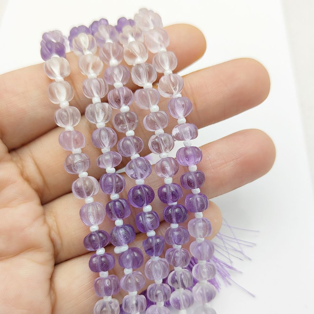 Hand-Carved Shaded Amethyst Pumpkin Beads – Perfect for Necklaces, Bracelets & Crafting