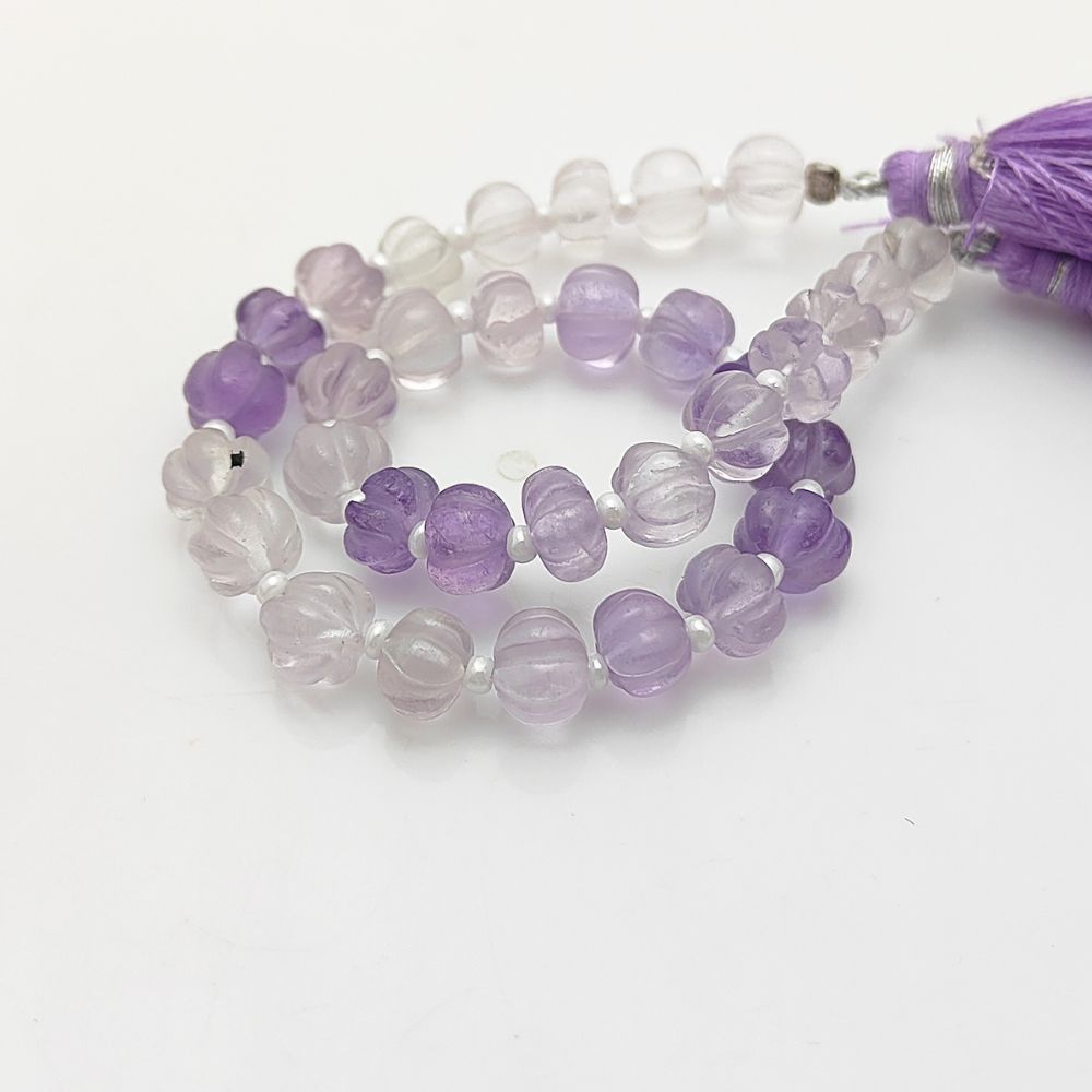 Carved Shaded Amethyst Pumpkin Beads – Ideal Gemstones for Elegant Handmade Jewelry