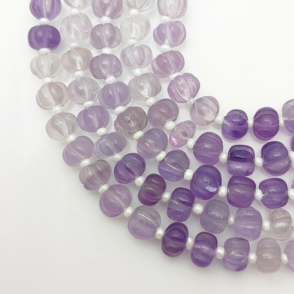 Shaded Amethyst Pumpkin Beads – Beautiful Hand-Carved Gemstones for Custom Jewelry