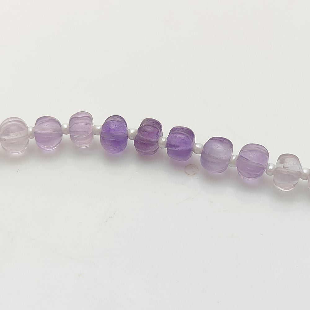 Shaded Amethyst Pumpkin Beads – Unique Hand-Carved Gemstones for Jewelry Creations