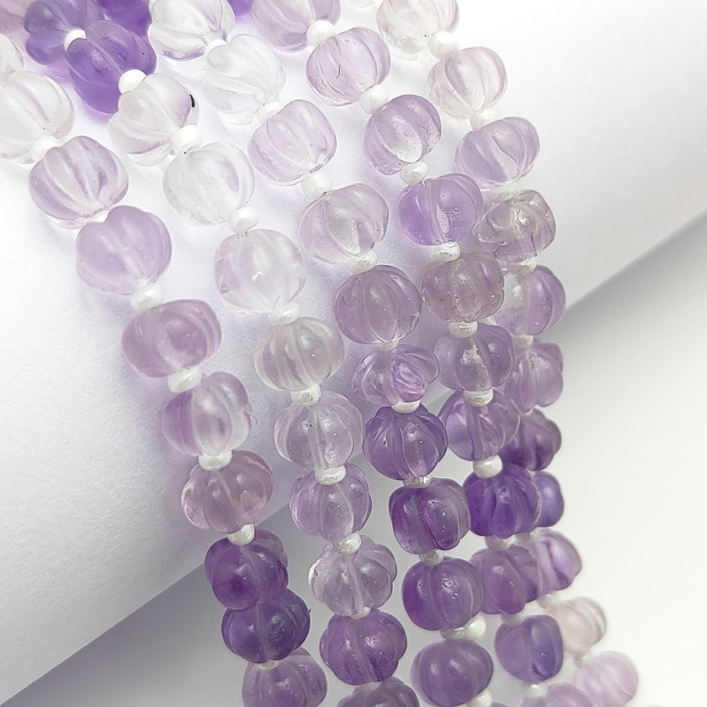 Shaded Amethyst Pumpkin Beads – Vibrant Carved Gemstones for Jewelry Makers