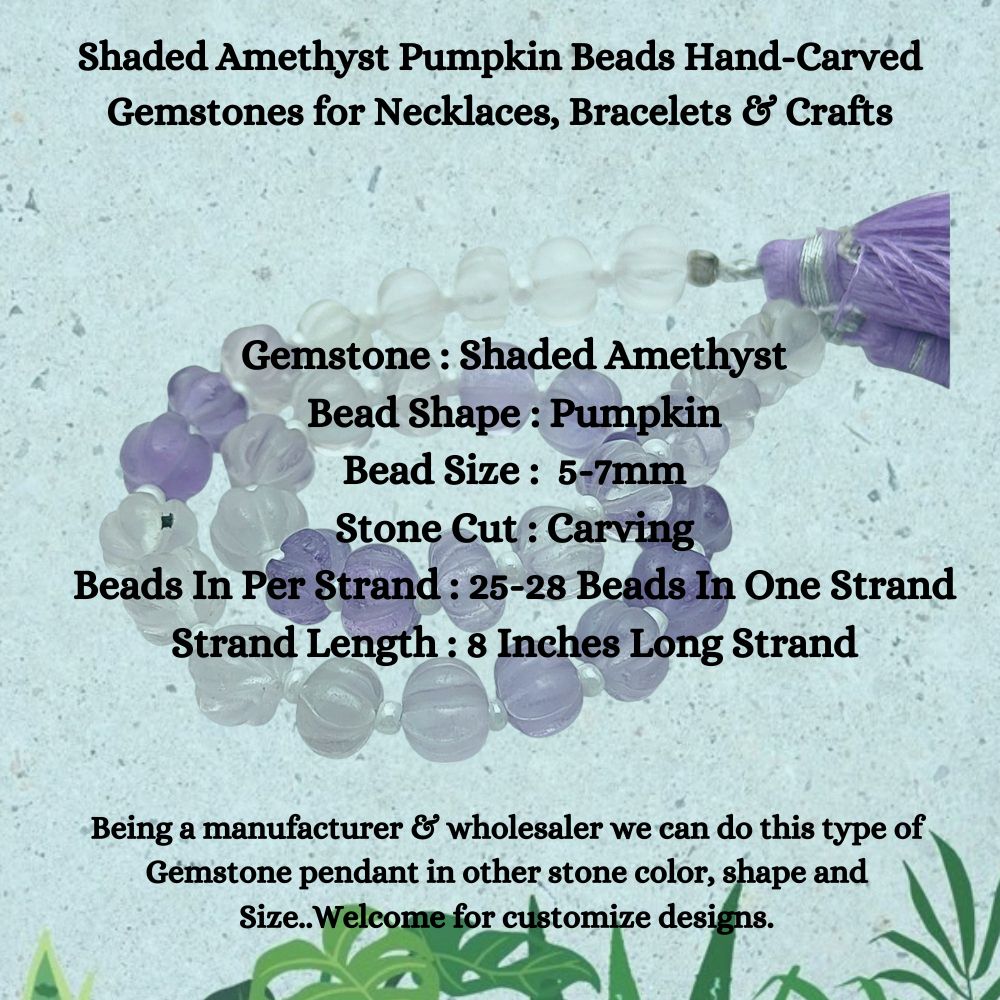 Shaded Amethyst Pumpkin Beads – Natural Carved Gemstones for Unique Jewelry Designs