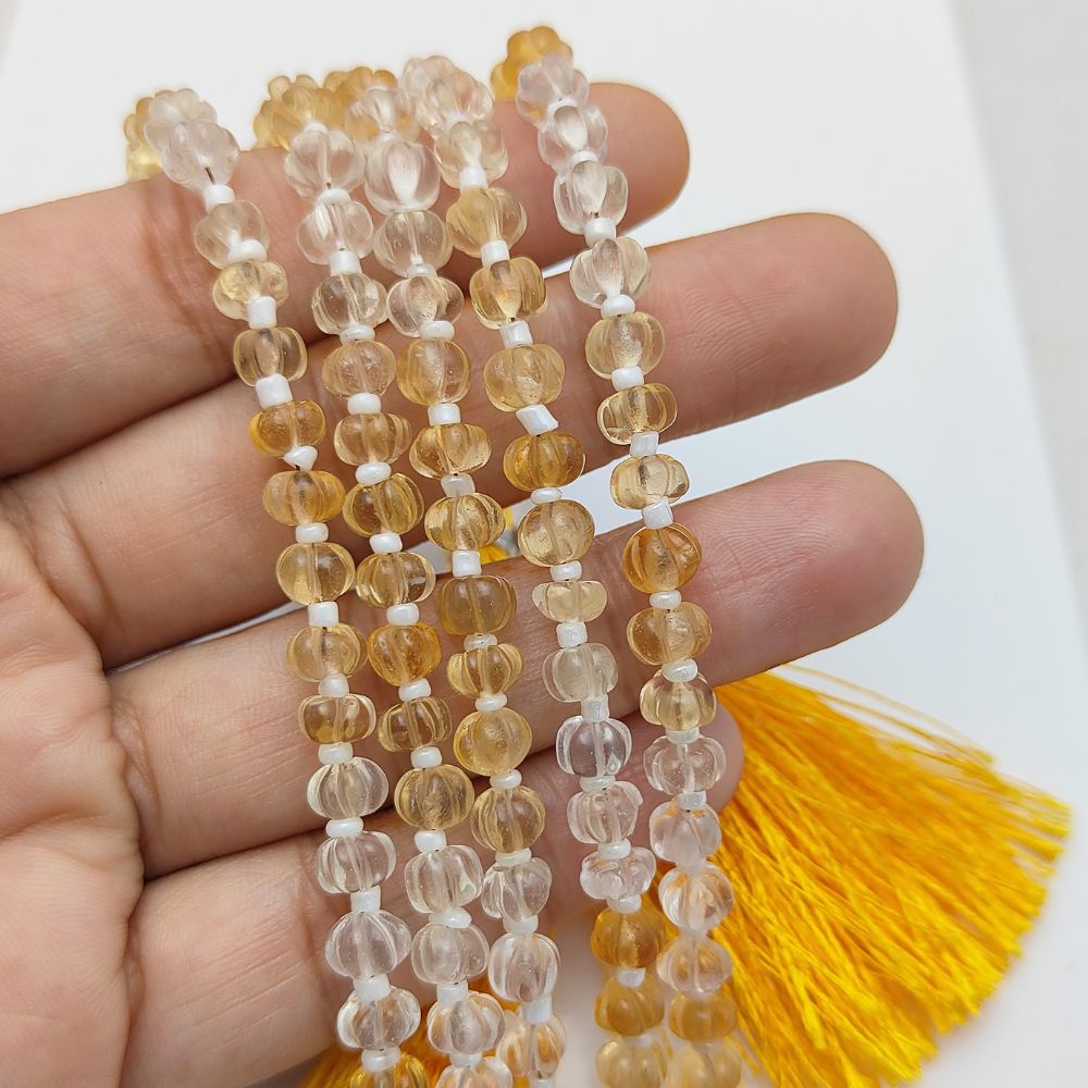Elegant Shaded Citrine Pumpkin Beads – Ideal for Necklaces, Bracelets & Jewelry Making