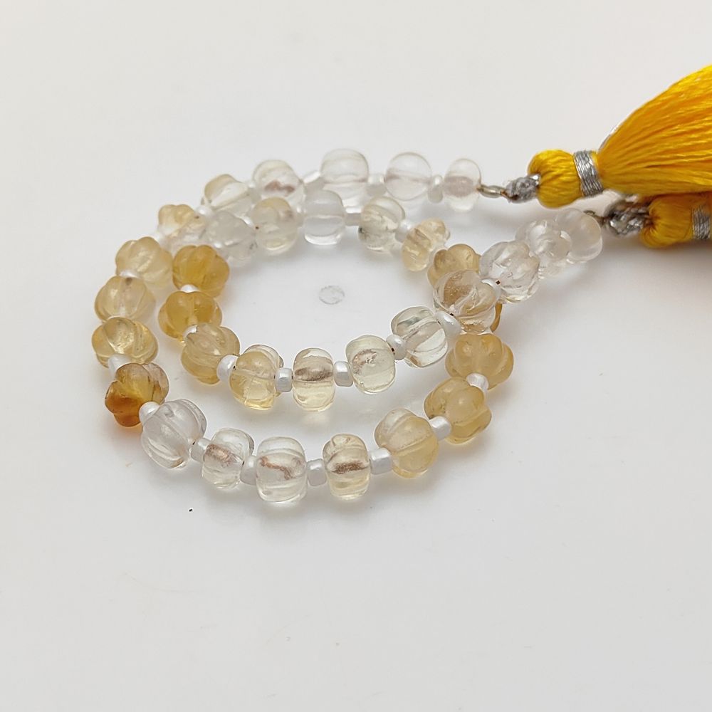 Pumpkin Cut Shaded Citrine Beads – Vibrant Yellow Gemstones for Jewelry Crafts