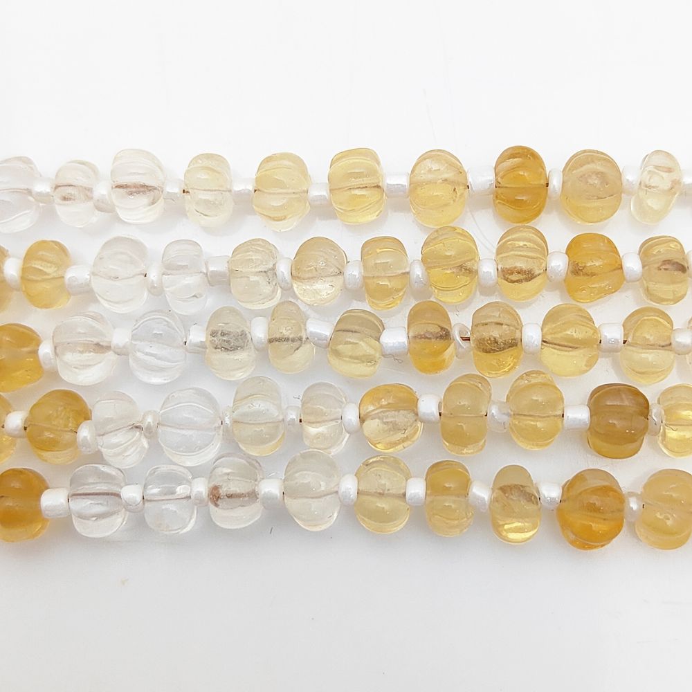 Yellow Shaded Citrine Pumpkin Beads – Radiant Carved Gemstones for Jewelry Projects