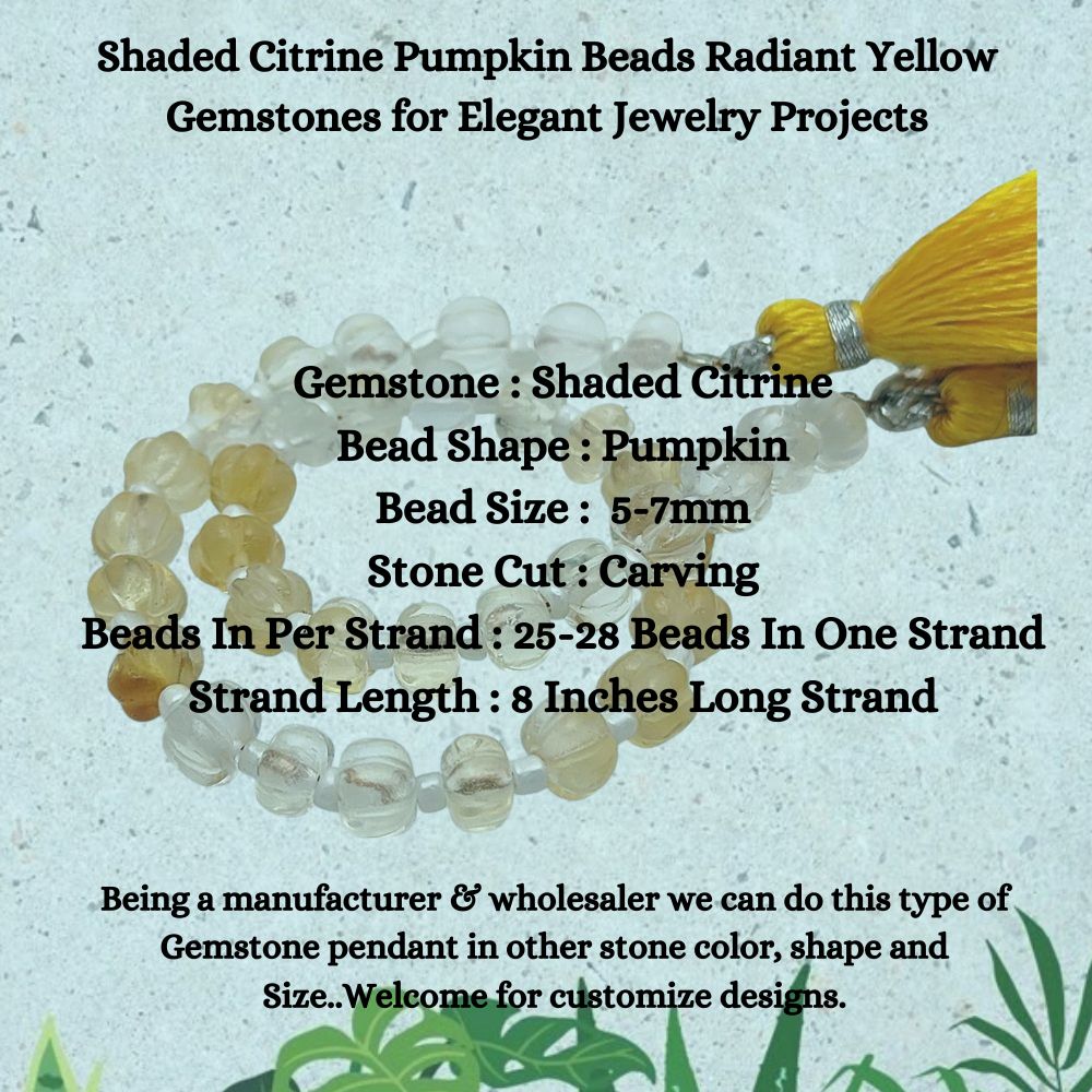 Pumpkin-Shaped Shaded Citrine Beads – Glowing Yellow Gemstones for Jewelry Designers