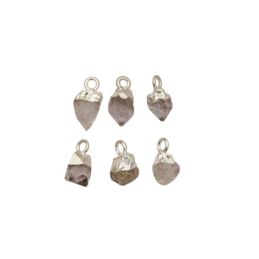 Silver Electroplated Herkimer Diamond Pendant Raw April Birthstone Crystal for Handmade Healing Jewelry- Selling Per Piece