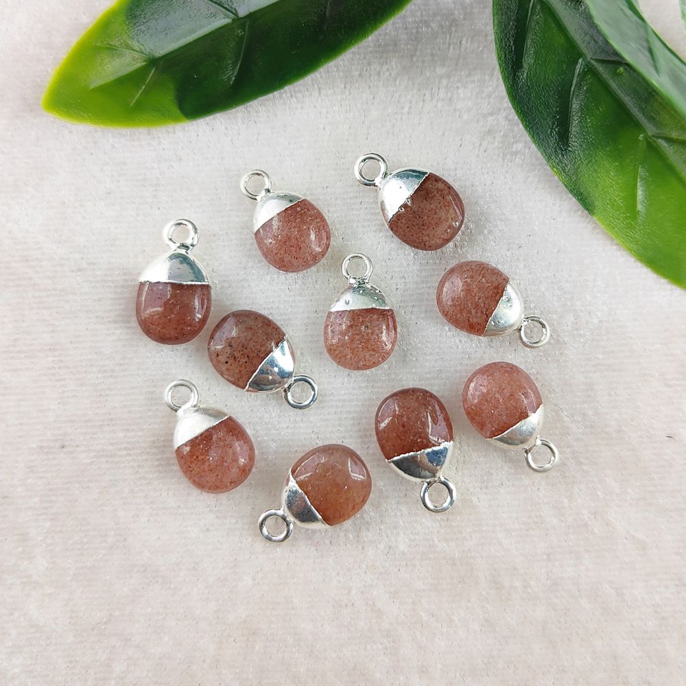 8–10mm Natural Pink Strawberry Quartz Healing Crystal Tumble Pendant Smooth Polished Birthstone Gemstone Charm for DIY Jewelry Making- Selling Per Piece
