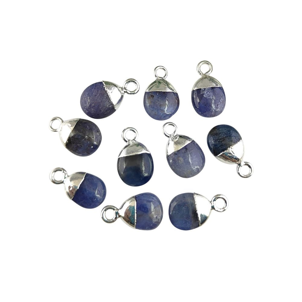8–10mm Genuine Blue Sapphire Healing Crystal Tumble Pendant Smooth Polished September Birthstone Gemstone Charm- Selling Per Piece