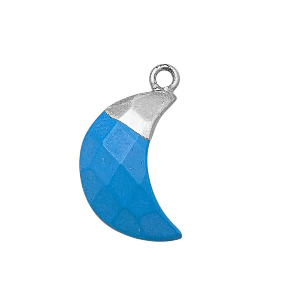 Turquoise Crescent Pendant – Gemstone Charm with Electroplated Cap for Handmade Jewelry