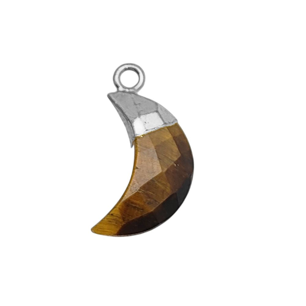 DIY Jewelry Tiger’s Eye Crescent Pendant – Electroplated Gold/Silver Capped Gemstone