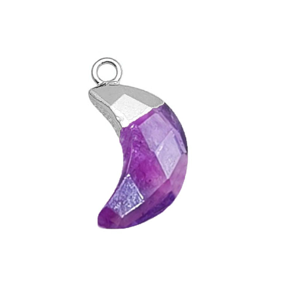 Amethyst Crescent Moon Pendant with Gold/Silver Cap – Handmade Jewelry Crafting Charm