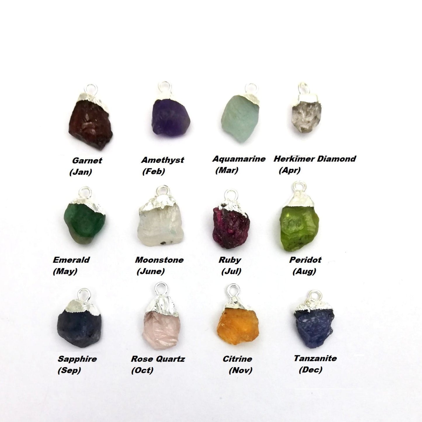 Gold/Silver Electroplated Cap Raw Stone Pendant Chakra Healing Natural Crystal Birthstone for Handmade Jewelry Designs- Selling Per Piece