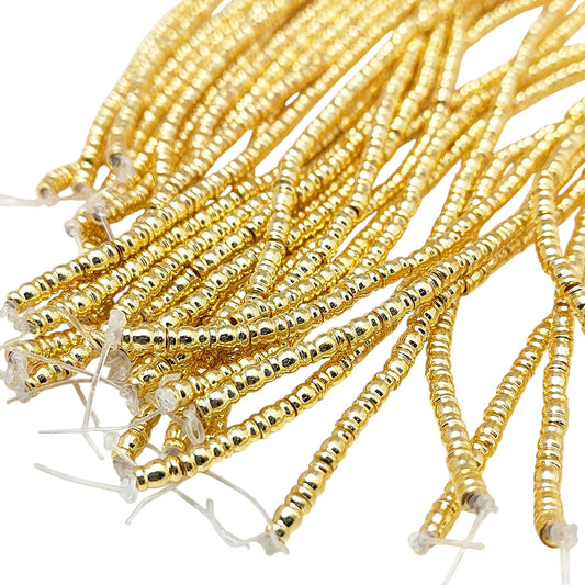 Small tube spacer beads made of gold plated brass for handmade jewelry