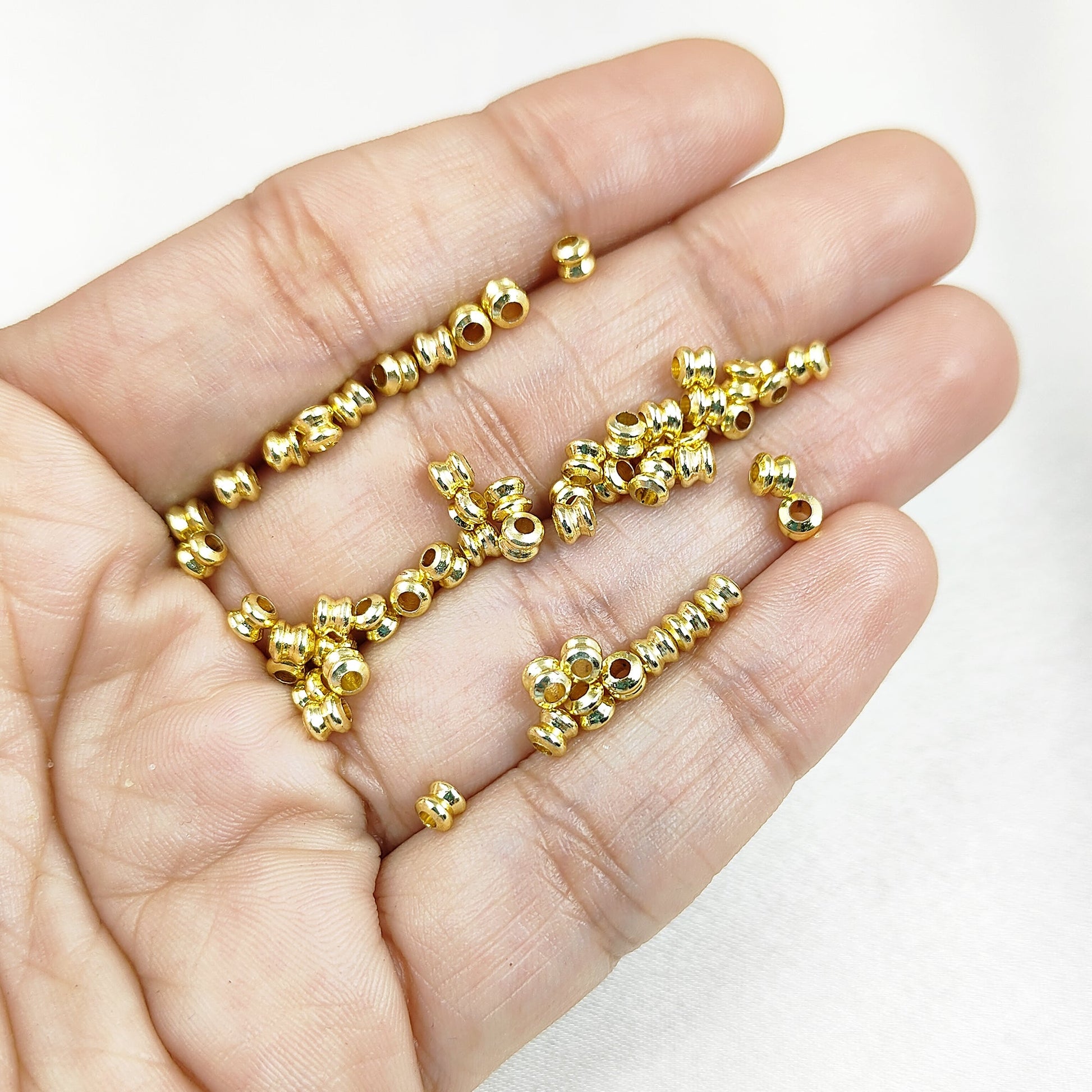 Gold plated brass spacer beads in small tube shape