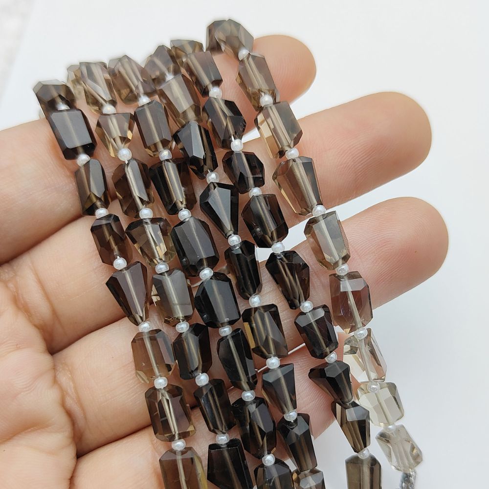 Smoky Quartz Nugget Beads Faceted 5-12mm Natural Gemstones for Jewelry Making & Beading