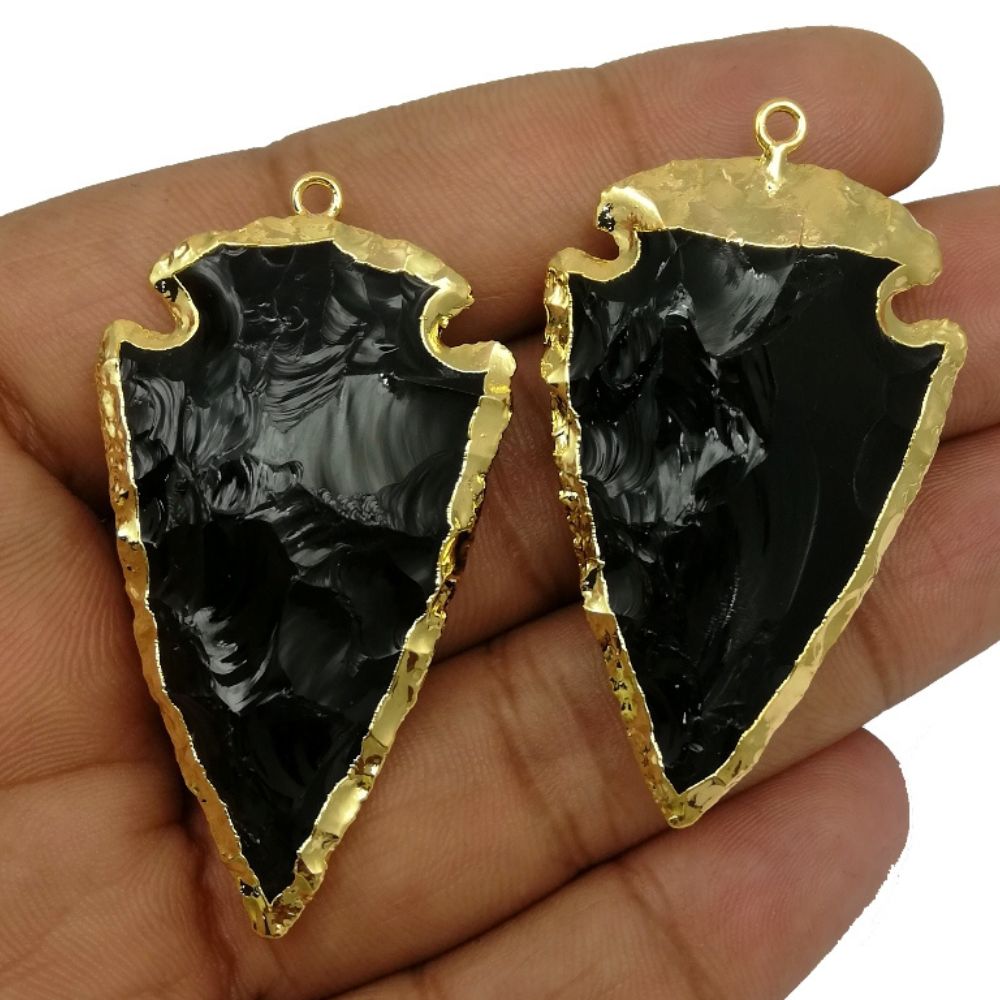 Handmade Smoky Quartz Arrow Pendant – Gold Electroplated Minimalist Gemstone Necklace for Women