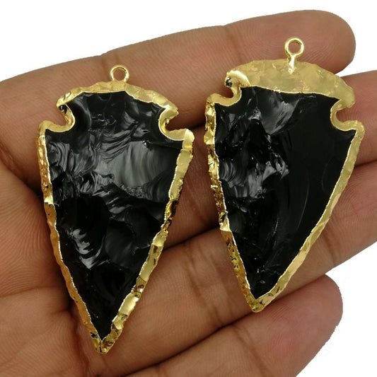 Handmade Smoky Quartz Arrow Pendant – Gold Electroplated Minimalist Gemstone Necklace for Women