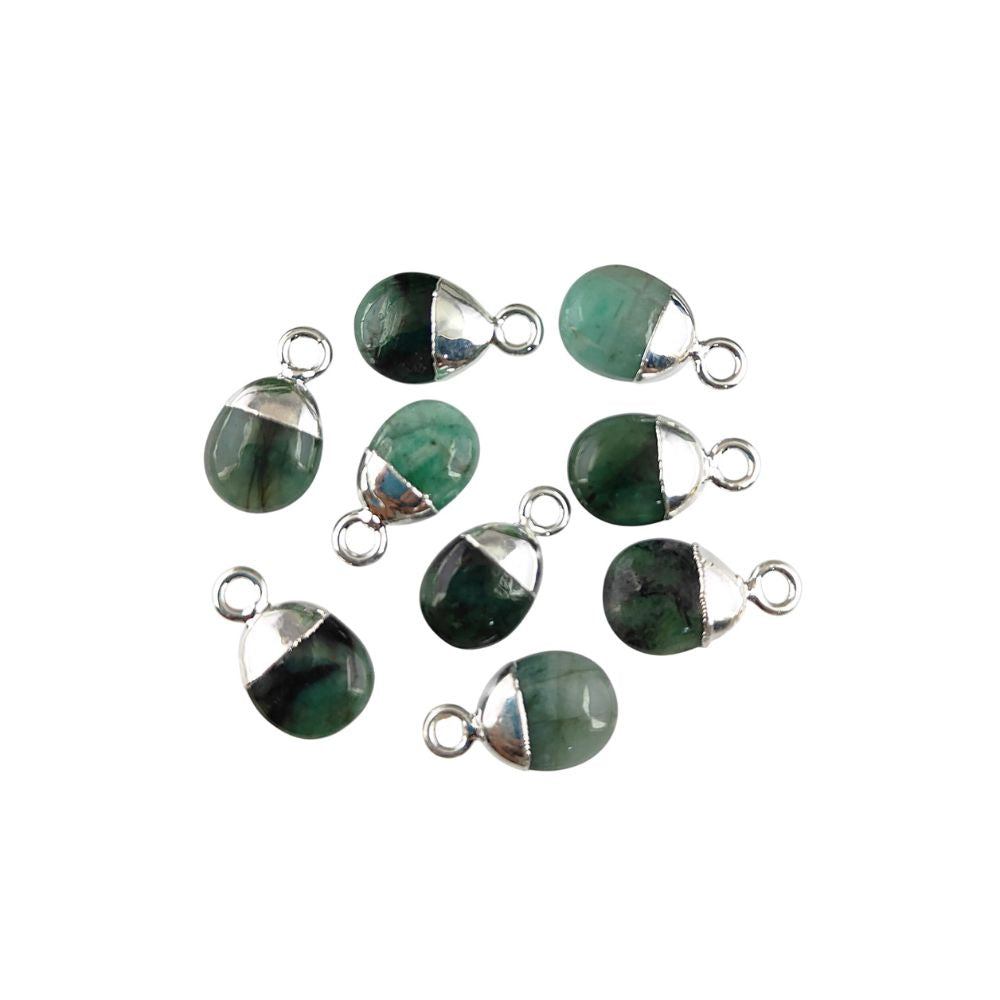 Smooth Polished Genuine Emerald Tumble Pendant 8–10mm Healing Crystal Birthstone Charm for Handmade Jewelry- Selling Per Piece