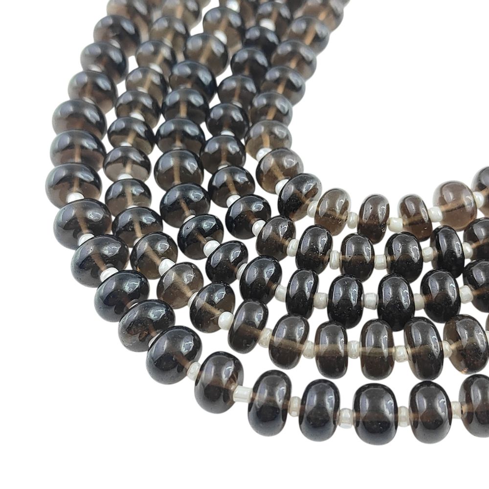 Smooth Smoky Quartz Rondelle Beads – Elegant & Earthy