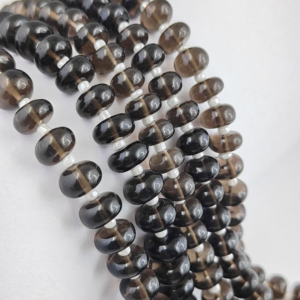 Smooth Smoky Quartz Gemstone Rondelle Beads
